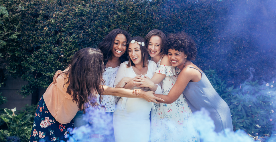 Group of Friends in Baby Shower Party